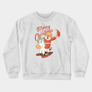 Cute Cartoon Santa Riding Unicorn Crewneck Sweatshirt